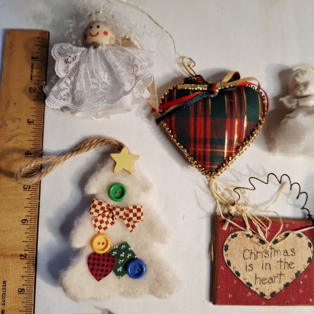 Christmas Ornaments Set Of 10 Assorted Styles Snowman Angel Heart Star Tree & Mo - Picture 5 of 8